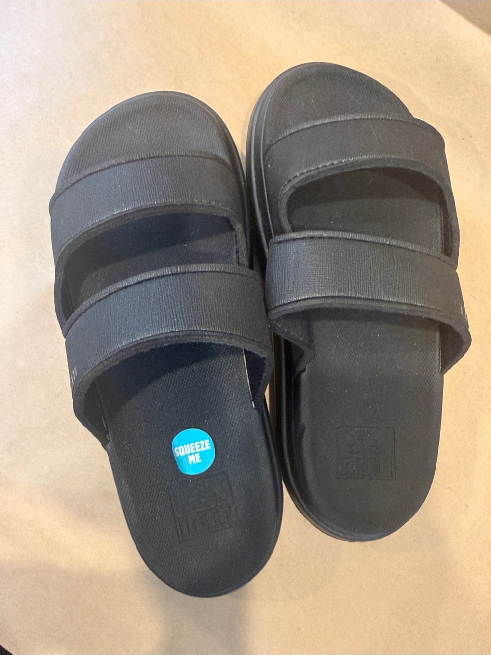 Reef Women’s Black Double-Strap Slide Sandals